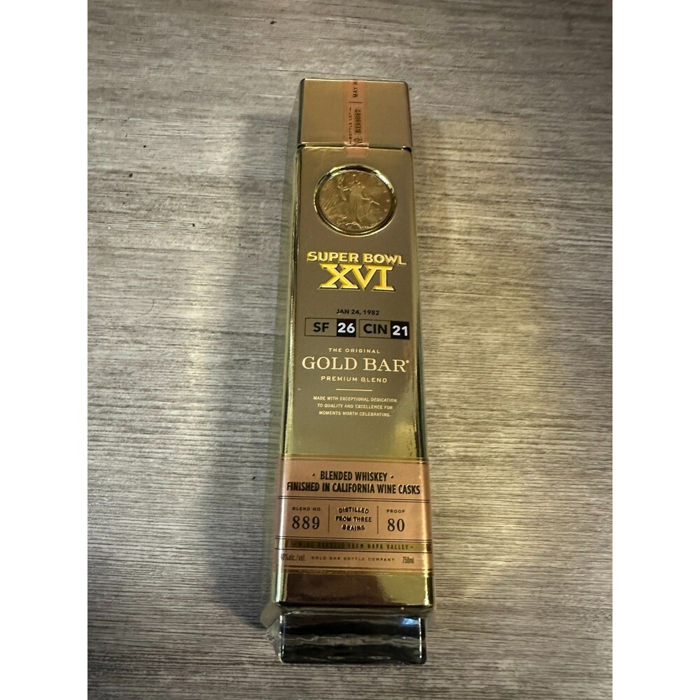 Gold Bar Whiskey Super Bowl XVI 1982 49ers vs Bengals Empty Bottle 750ml #624851